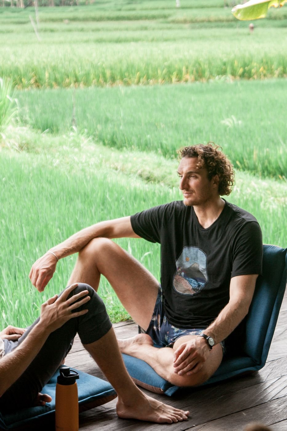 How to get your husband to open up: How to get your husband to open up. Men talking on a veranda by the rice fields, with relationship coach Jan-Willem van der Heiden